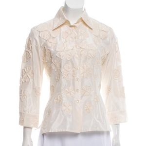 Carolina Herrera Three-Quarter Sleeve Button-Up Top / Size: US6